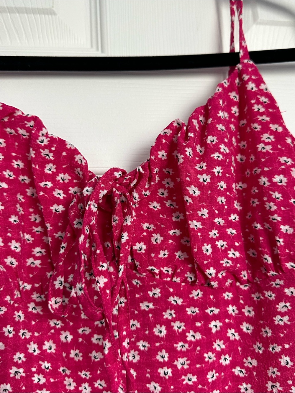 Pink Floral Midi Slip Dress with Delicate Spaghetti Straps - Picture 6 of 11
